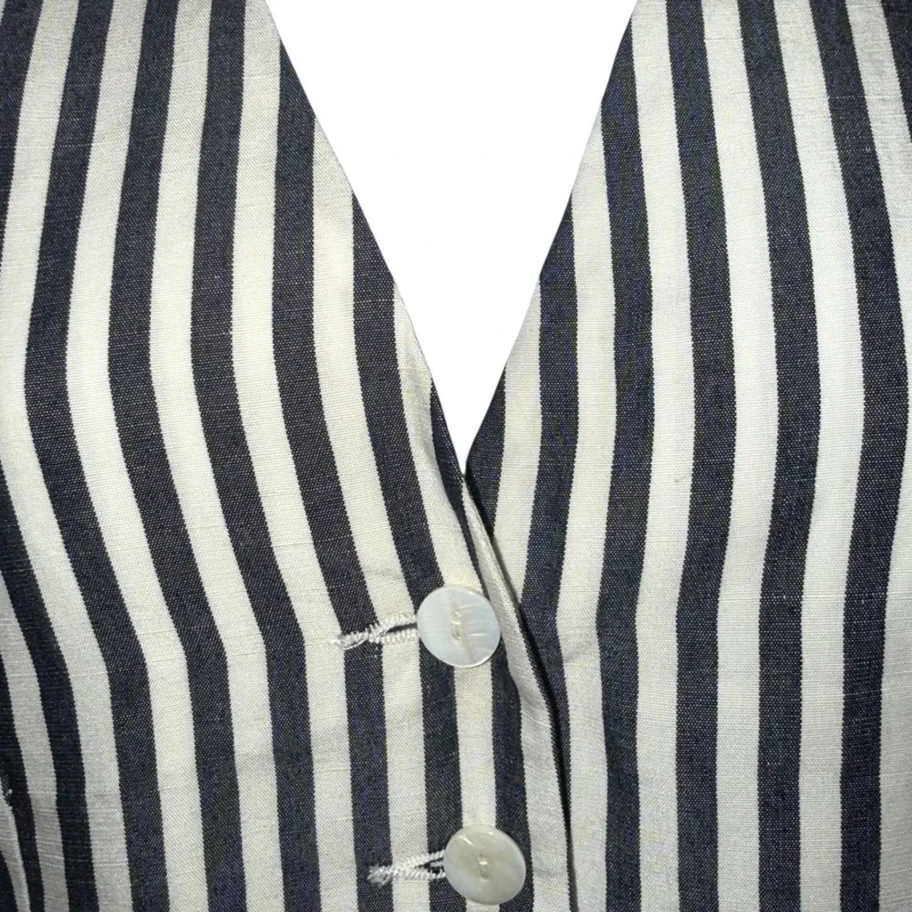 FIFTEEN TWENTY Black and White Striped‎ Button Front Tie Back Vest NWT Size XS